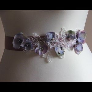 Lilac floral ribbon sash - bride or bridesmaid